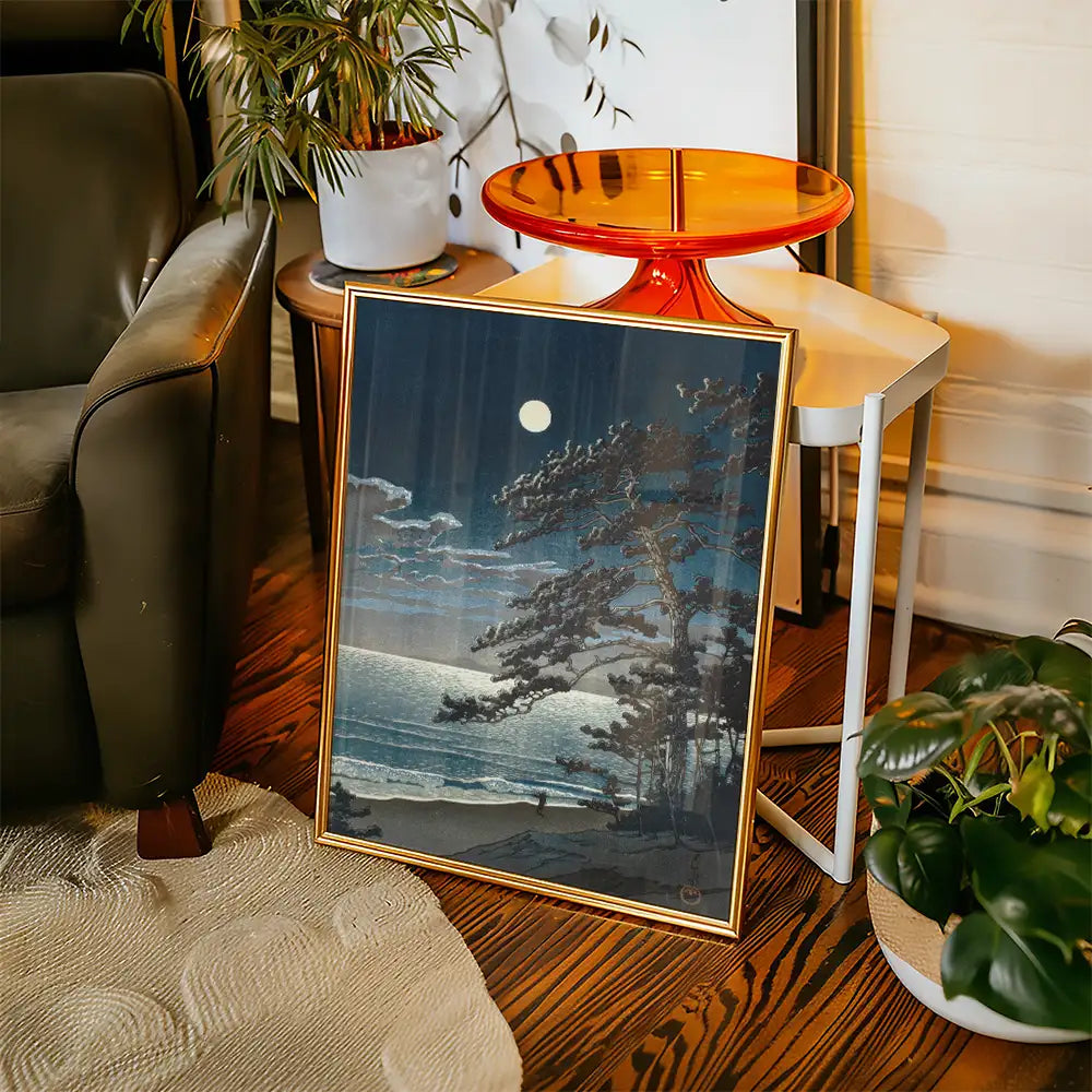 Luna de Primavera en la Playa de Ninomiya — póster en una ambientación de ejemplo; marco no incluido