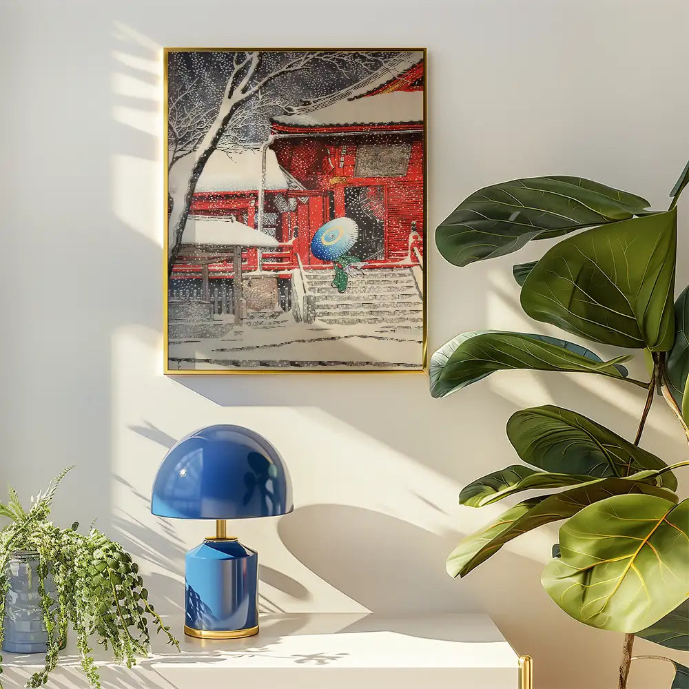 Ueno Kiyomizudo bajo la nieve — póster en una ambientación de ejemplo; marco no incluido