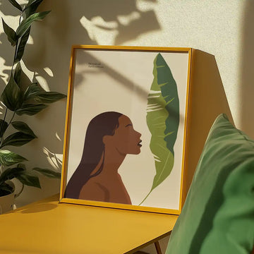 Woman with Banana Leaf — poster in an example room arrangement; frame not included