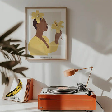 Woman with Yellow Lilies — poster in an example room arrangement; frame not included