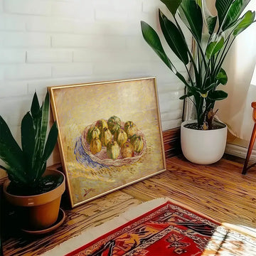 Nature morte, panier de pommes — affiche dans une mise en scène d’exemple ; cadre non inclus