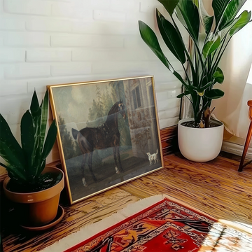Lord Abergavenny's Dark Bay Carriage Horse with a Terrier — poster in an example room arrangement; frame not included