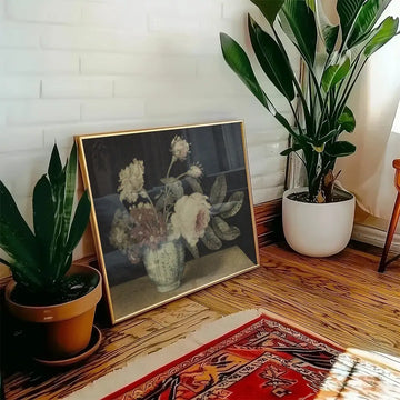 Flores en una Jarra de Delft — póster en una ambientación de ejemplo; marco no incluido