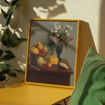 Bodegón con Flores y Fruta — póster en una ambientación de ejemplo; marco no incluido
