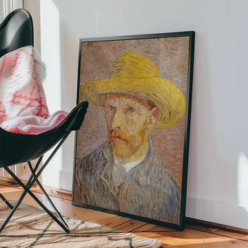 Retrato con Sombrero de Paja — póster en una ambientación de ejemplo; marco no incluido