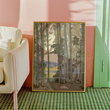 Hens in the bamboo wood — poster in an example room arrangement; frame not included