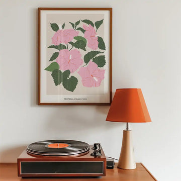 Pink Hibiscus — poster in an example room arrangement; frame not included