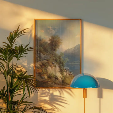 Sommerliche Landschaft mit Blick auf den Hallstätter See — póster en una ambientación de ejemplo; marco no incluido