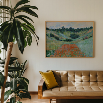 Campo de Amapolas en una Hondonada cerca de Giverny — póster en una ambientación de ejemplo; marco no incluido