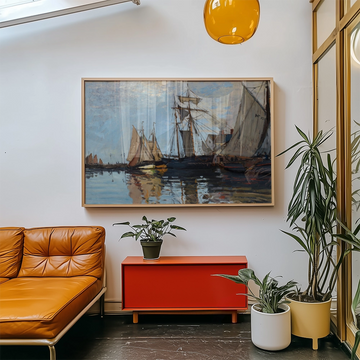 Bateaux dans le port de Honfleur — póster en una ambientación de ejemplo; marco no incluido