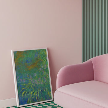 Irises (Claude Monet) — póster en una ambientación de ejemplo; marco no incluido