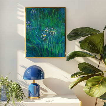 Iris (Claude Monet) — póster en una ambientación de ejemplo; marco no incluido