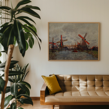 Molinos en Westzijderveld, cerca de Zaandam — póster en una ambientación de ejemplo; marco no incluido