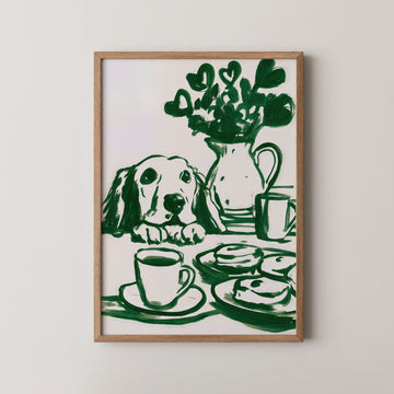 Green Breakfast Pup - Art Print Mockup 1
