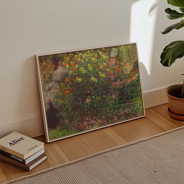 Damas entre flores — póster en una ambientación de ejemplo; marco no incluido