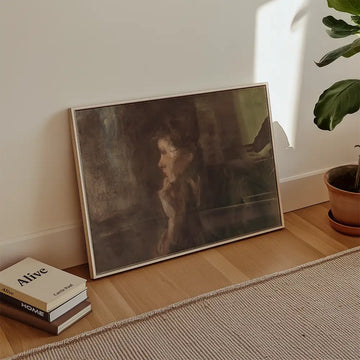 Contemplation (Jozef Israels) — poster in an example room arrangement; frame not included