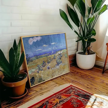 Campos de Trigo con Segador, Auvers — póster en una ambientación de ejemplo; marco no incluido