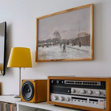 La Première neige d'hiver — poster in an example room arrangement; frame not included