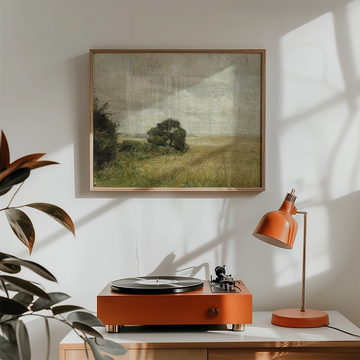 Paisaje con vista de un campo (II) — póster en una ambientación de ejemplo; marco no incluido
