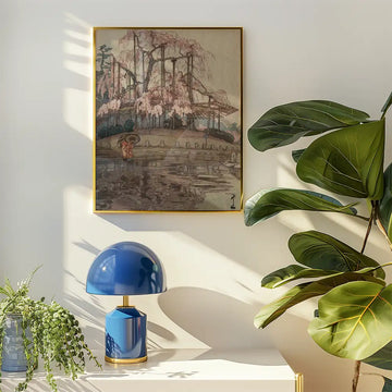 Huit scènes de fleurs de cerisier, pluie de printemps — affiche dans une mise en scène d’exemple ; cadre non inclus