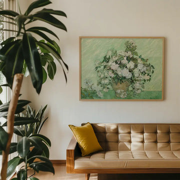 Rosen (Van Gogh – Steingutvase) – Poster in einem Beispiel-Arrangement; Rahmen nicht im Lieferumfang